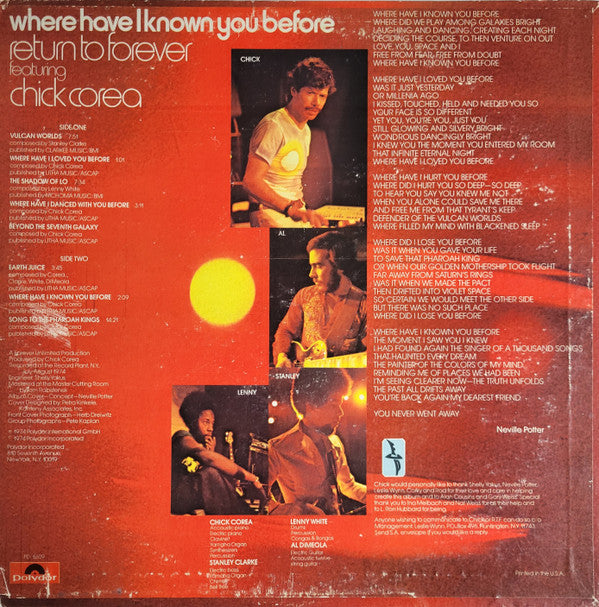 Release: Where Have I Known You Before-Vinyl-US-1974-PD 6509-14900478