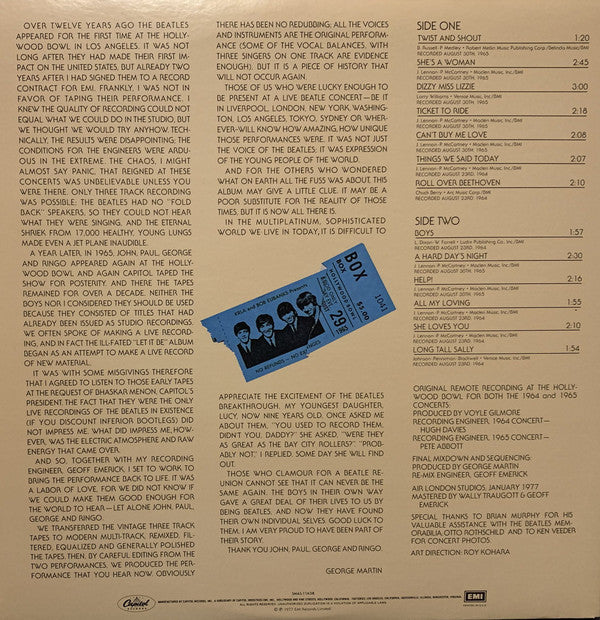 Release: The Beatles At The Hollywood Bowl-Vinyl-US-1981-SMAS-11638-13959432