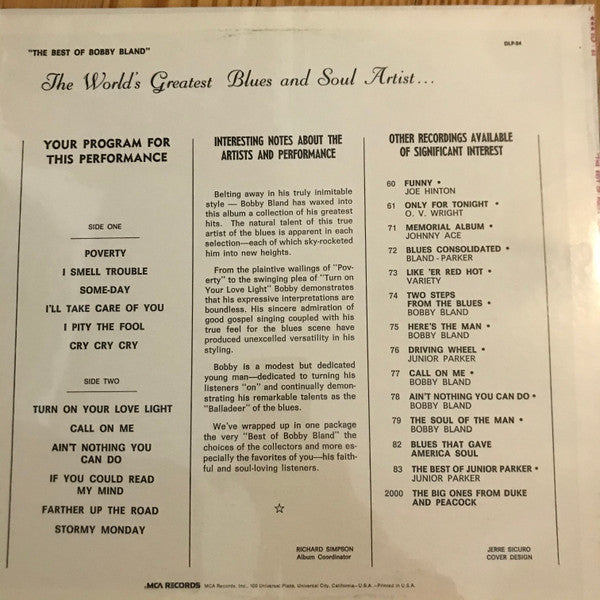 Master Release: The Best Of Bobby Bland by Bobby Bland