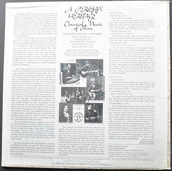 Release: A Persian Heritage (Classical Music Of Iran)-Vinyl-US-None-H-72060-14742872