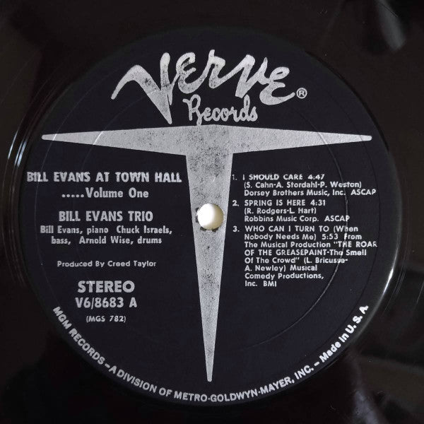Master Release: Bill Evans At Town Hall (Volume One) by The Bill Evans Trio