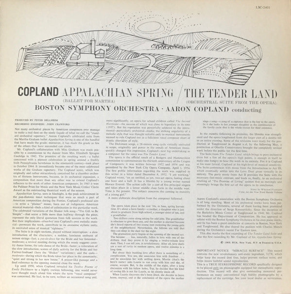 Master Release: Appalachian Spring / The Tender Land – Suite by Aaron Copland