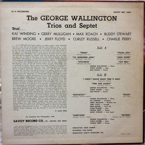 Release: The George Wallington Trio-Vinyl-US-1956-MG-12081-6941060