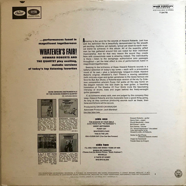Master Release: Whatever's Fair by The Howard Roberts Quartet