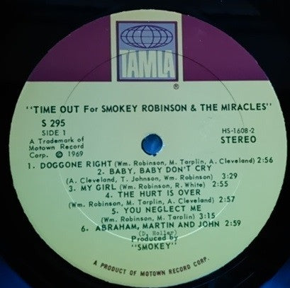 Master Release: Time Out For Smokey Robinson And The Miracles by The Miracles