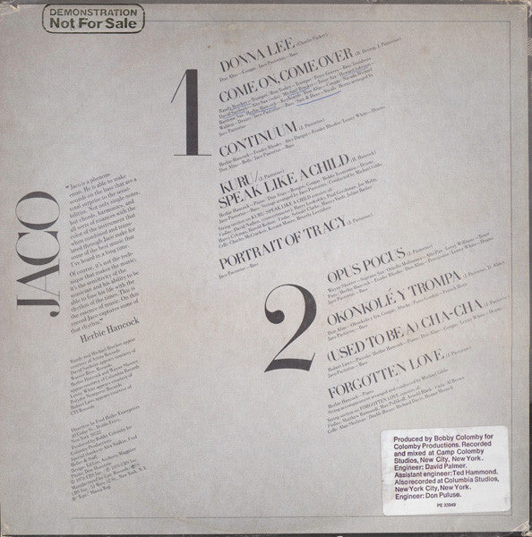 Release: Jaco Pastorius-Vinyl-US-1976-PE 33949-1599605