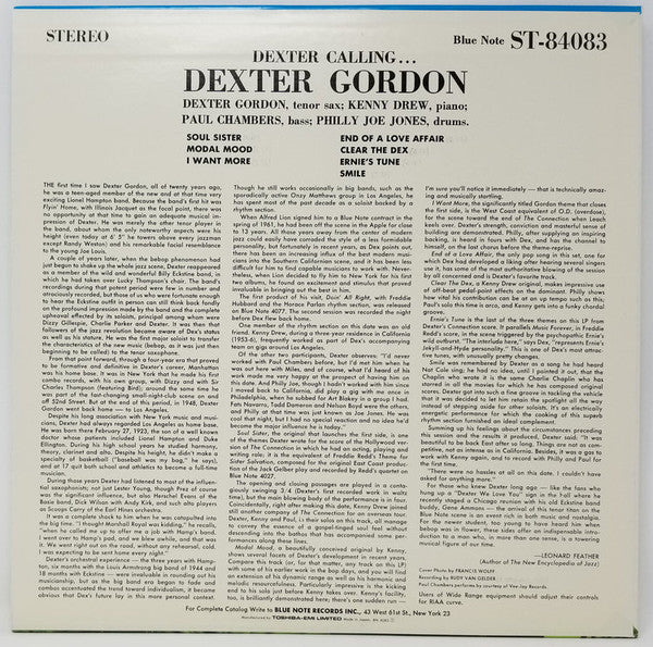 Release: Dexter Calling . . .-Vinyl-Japan-1990-BN 4083, BST 84083-5404917