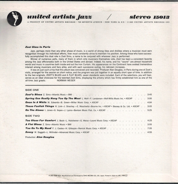 Release: Zoot Sims In Paris-Vinyl-Japan-1983-K18P-9224-6704558