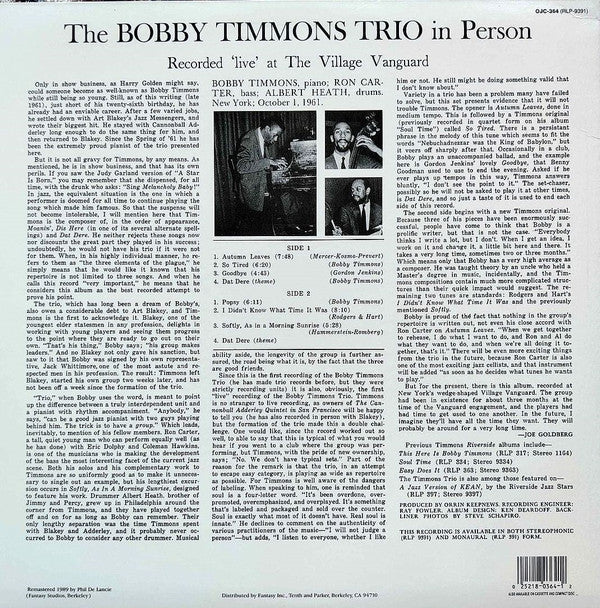Release: In Person-Vinyl-US-1989-OJC-364, RLP-9391-5061754