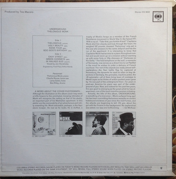 Master Release: Underground by Thelonious Monk
