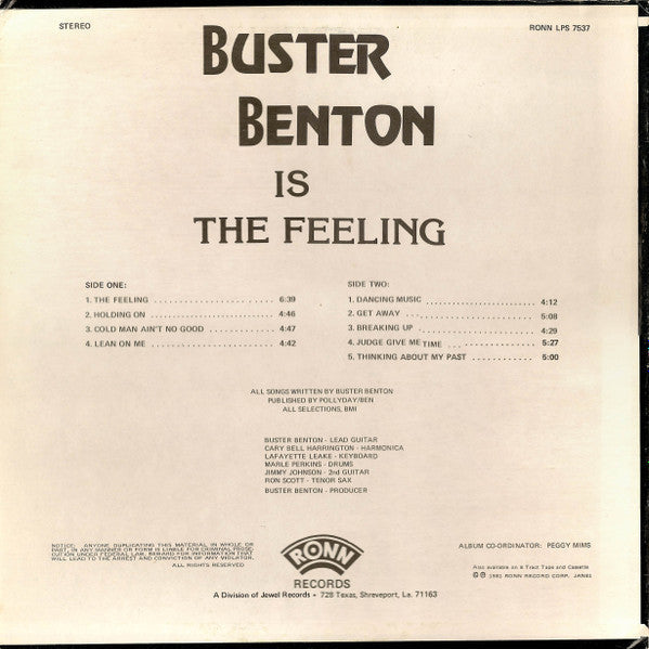 Master Release: Is The Feeling by Buster Benton