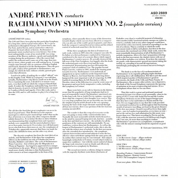 Master Release: 2nd Symphony (Complete Version) by André Previn