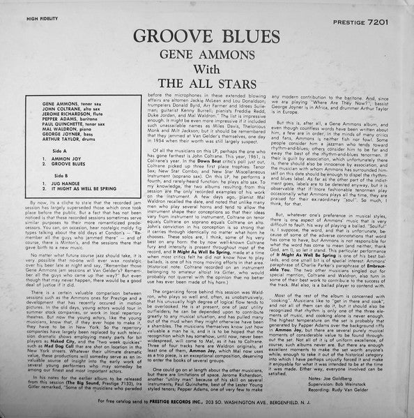 Release: Groove Blues-Vinyl-US-1961-PR 7201, 7201, PRLP 7201-7009944