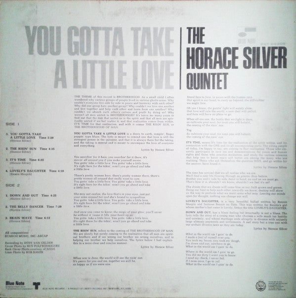 Master Release: You Gotta Take A Little Love by The Horace Silver Quintet
