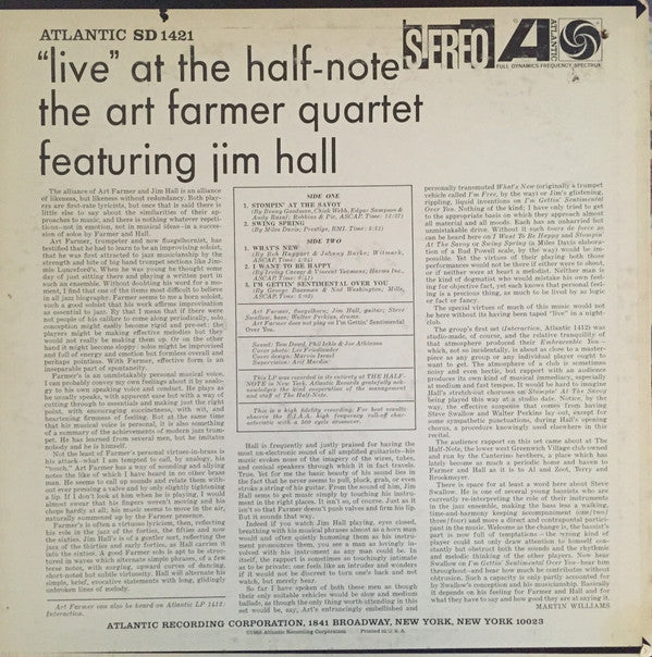 Master Release: "Live" At The Half-Note by Art Farmer Quartet