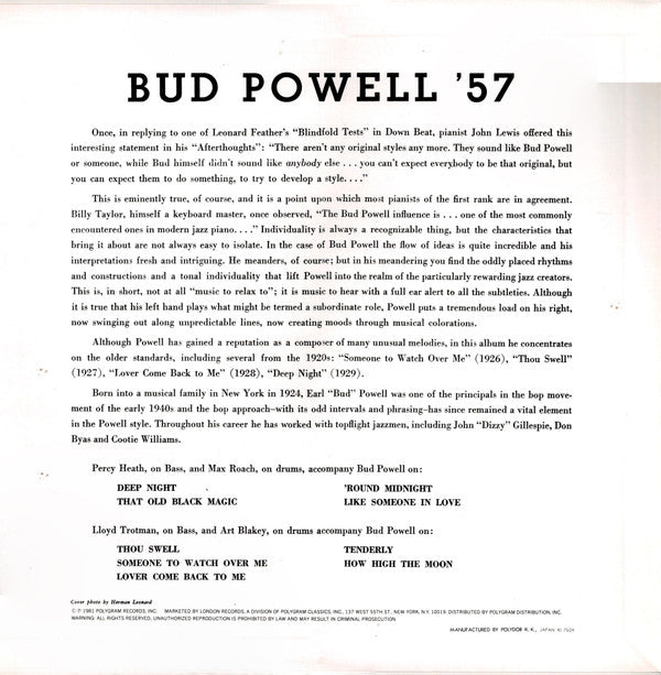 Master Release: Jazz Original by Bud Powell