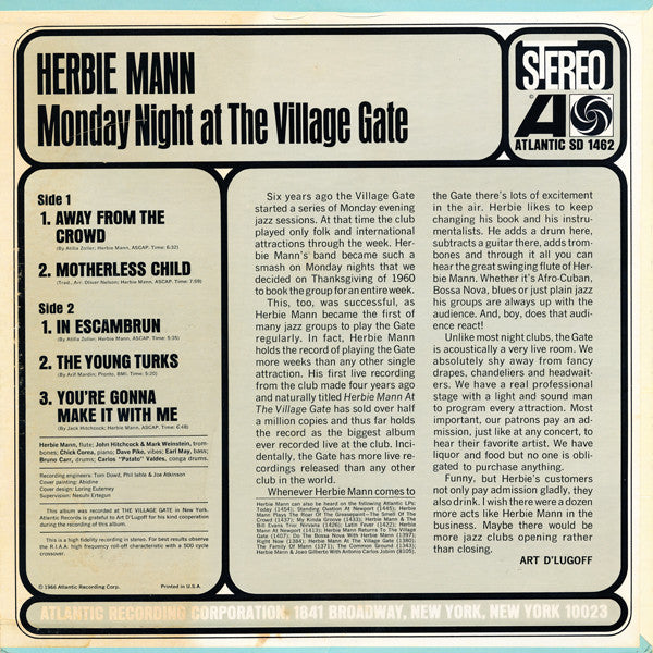 Master Release: Monday Night At The Village Gate by Herbie Mann
