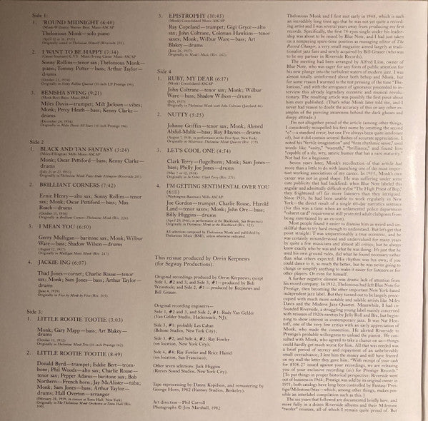 Master Release: The Thelonious Monk Memorial Album by Thelonious Monk