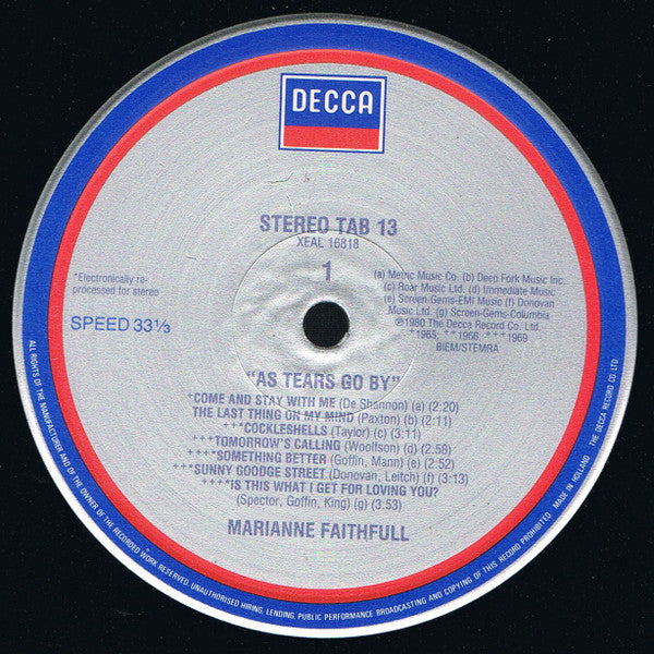 Master Release: As Tears Go By by Marianne Faithfull