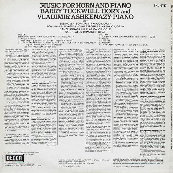 Release: Music For Horn And Piano-Vinyl-UK-1975-SXL 6717-7105020