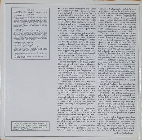 Master Release: Free Jazz by The Ornette Coleman Double Quartet