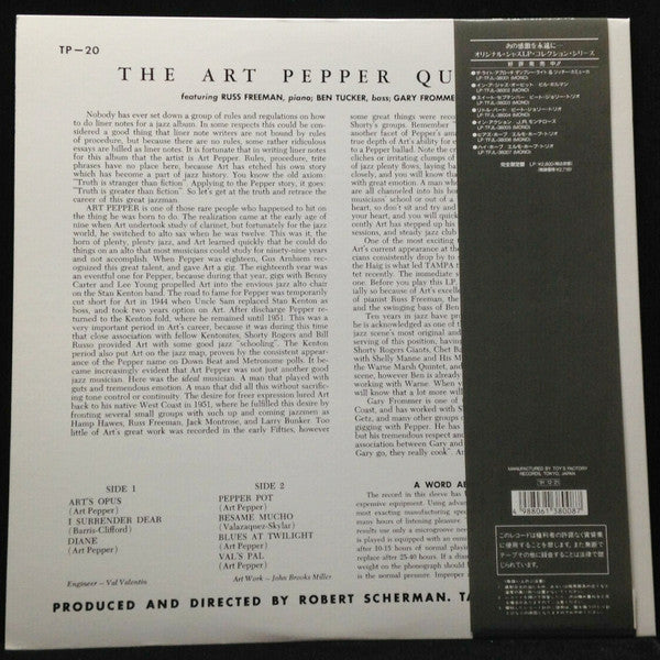 Release: The Art Pepper Quartet-Vinyl-Japan-1991-TFJL-38008, RS 1001-8142809