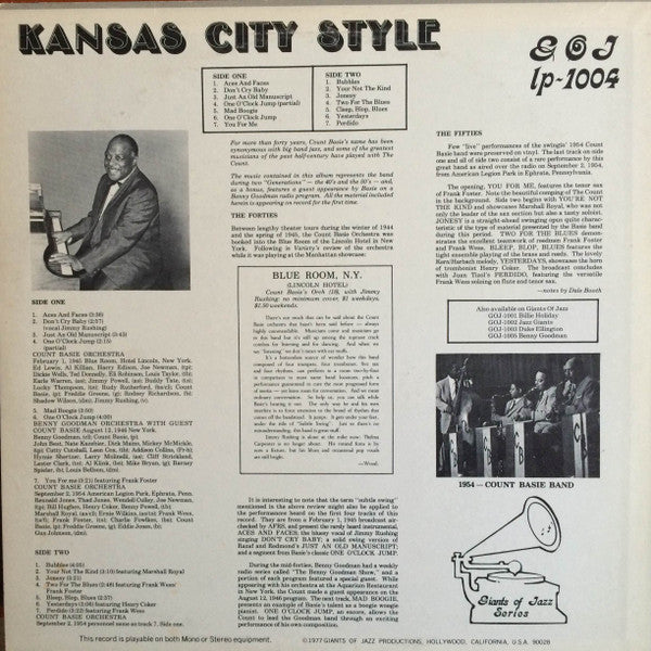 Master Release: Kansas City Style by Count Basie