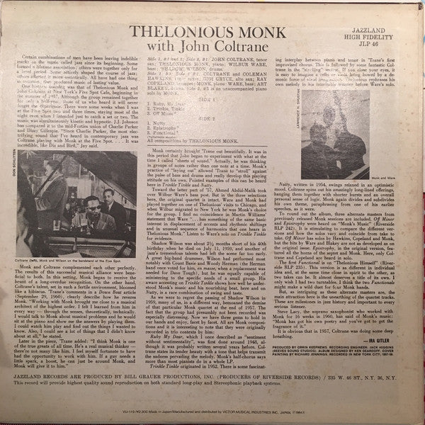 Thelonious Monk With John Coltrane