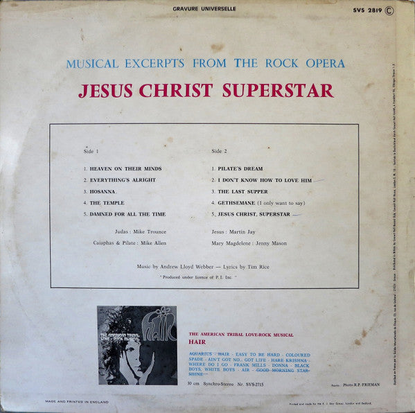 Master Release: Jesus Christ Superstar (Excerpts From The Rock Opera) by Various