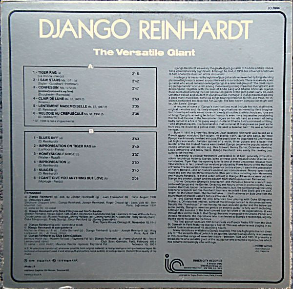 Release: The Versatile Giant-Vinyl-US-1978-IC 7004, IC7004-3163601