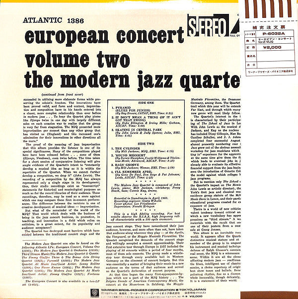 Master Release: European Concert: Volume Two by The Modern Jazz Quartet