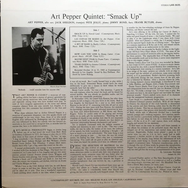 Master Release: Smack Up by Art Pepper Quintet