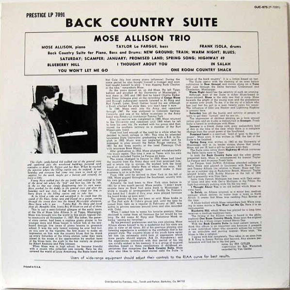 Release: Back Country Suite For Piano, Bass And Drums-Vinyl-US-1983-OJC-075, P-7091-2337243