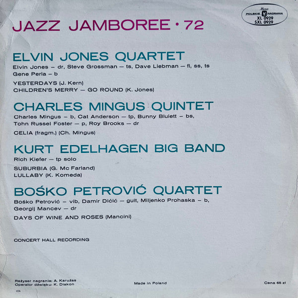 Master Release: Jazz Jamboree 72 by Various
