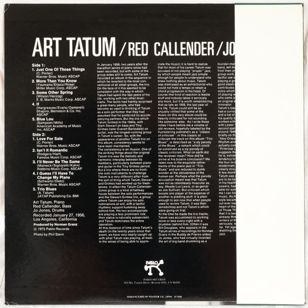 Release: Presenting... The Art Tatum Trio-Vinyl-Japan-1975-MW 2175-8439039