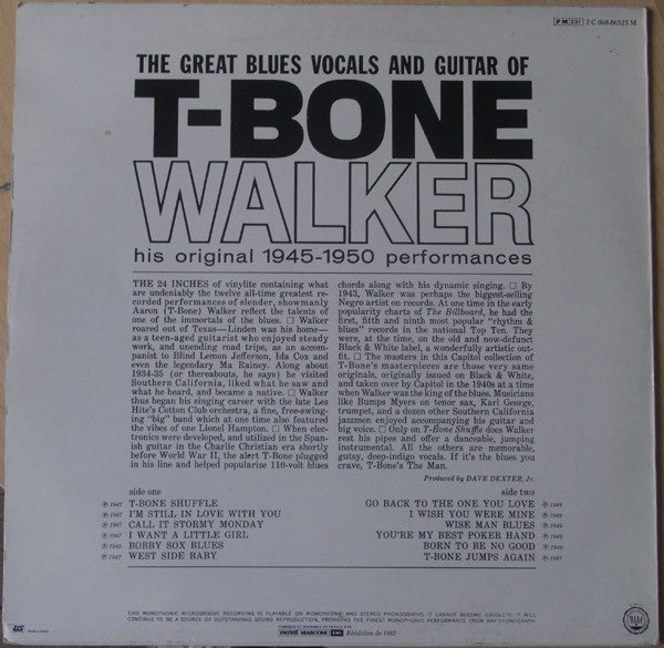 Master Release: The Great Blues Vocals And Guitar Of T-Bone Walker (His Original 1945-1950 Performances) by T-Bone Walker
