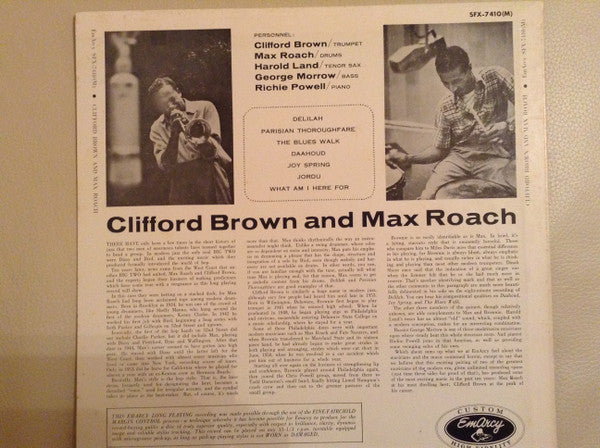 Release: Clifford Brown And Max Roach-Vinyl-Japan-None-SFX-7410(M)-8407285