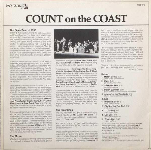 Release: Count On The Coast-Vinyl-Sweden-1983-PHONT 7546-4923107