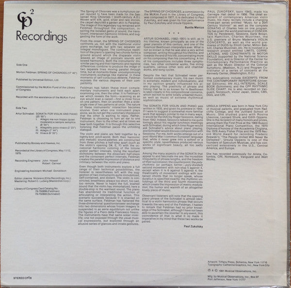 Master Release: Spring Of Chosroes / Sonata For Violin And Piano by Morton Feldman