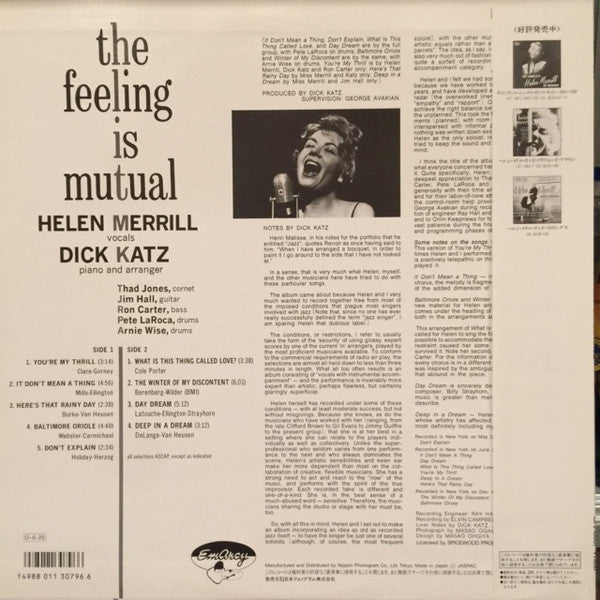 Release: The Feeling Is Mutual-Vinyl-Japan-1987-18PJ-10061-7904692