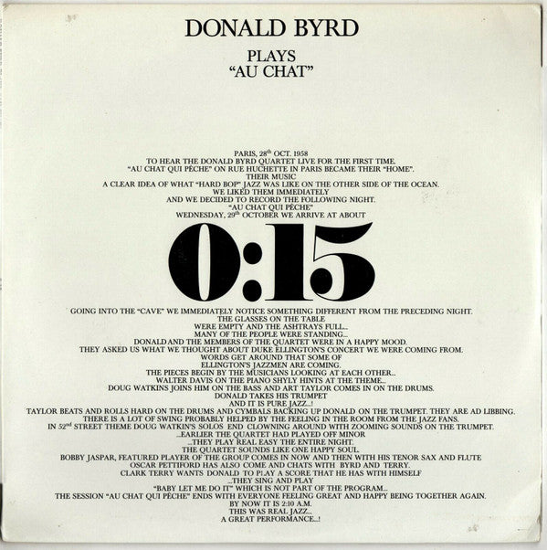 Master Release: Plays "Au Chat" by Donald Byrd