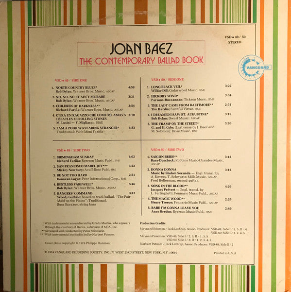 Master Release: The Contemporary Ballad Book by Joan Baez