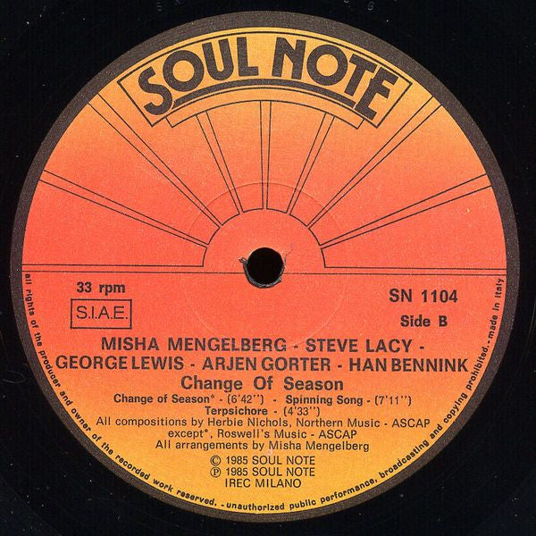 Change Of Season (Music Of Herbie Nichols)