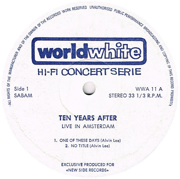 Release: Live In Amsterdam-Vinyl-Belgium-1971-WW A 11-3334683