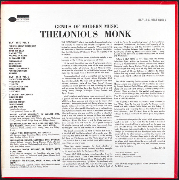 Master Release: Genius Of Modern Music Volume 2 by Thelonious Monk