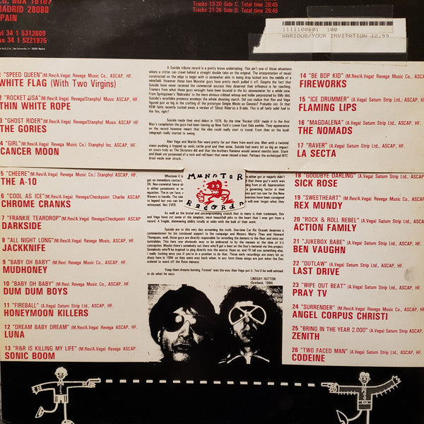 Master Release: Your Invitation To Suicide (A Tribute To The Songs Of Martin Rev, Alan Vega) by Various