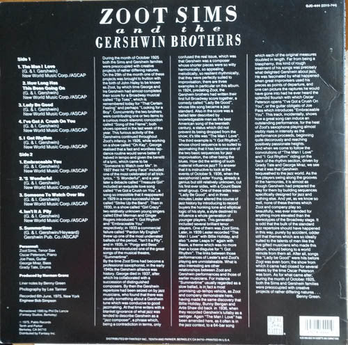 Release: Zoot Sims And The Gershwin Brothers-Vinyl-US-1990-2310-744, OJC-444-8906012