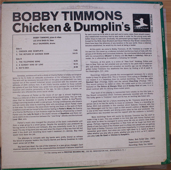Release: Chicken & Dumplin's-Vinyl-US-1965-PRST 7429, PR 7429-9311082