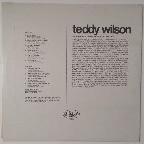 Release: "On Tour" With Teddy Wilson And His Trio-Vinyl-US-1964-PLP-809-S, PLP809, PLP-809-5455637