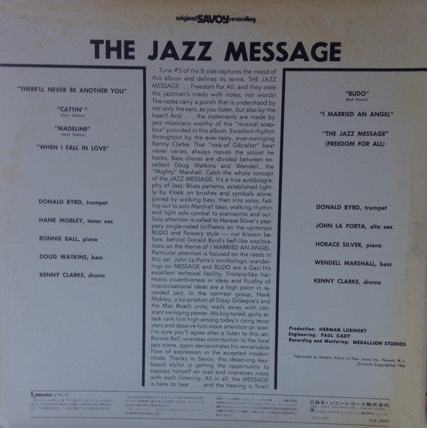 Release: The Jazz Message Of-Vinyl-Japan-1972-SOPL-74-SY-7333972